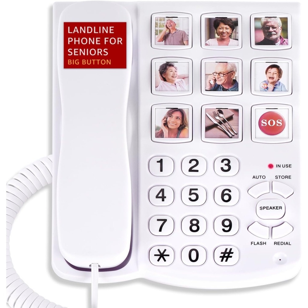 Uvital Landline Phone for Elderly w/ Big Buttons & Hands-Free Calling